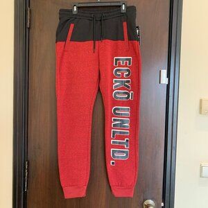 NWT. ECKO UNLTS Joggers Sweatpants Red Men Size M Cuffed Elastic Waist